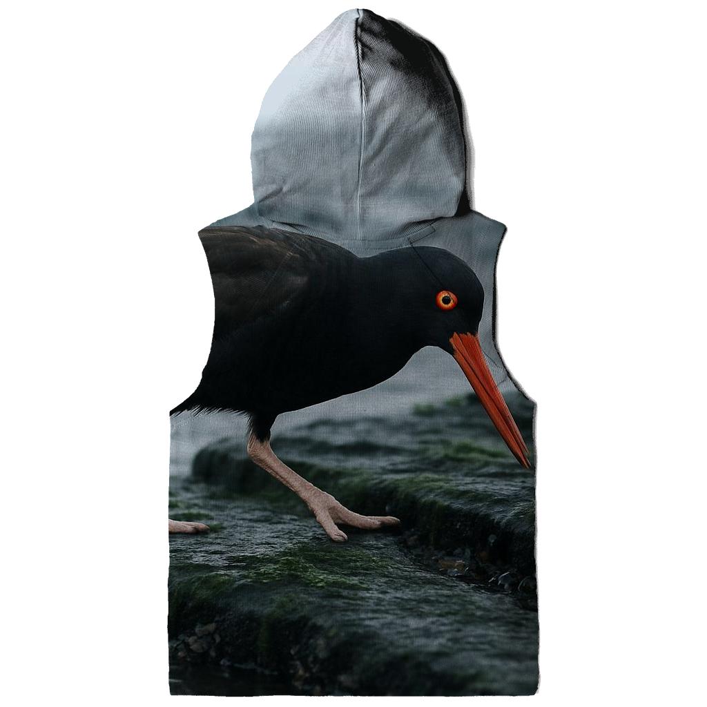 Tidepool Patrol Black Oystercatcher embroidered hoodies