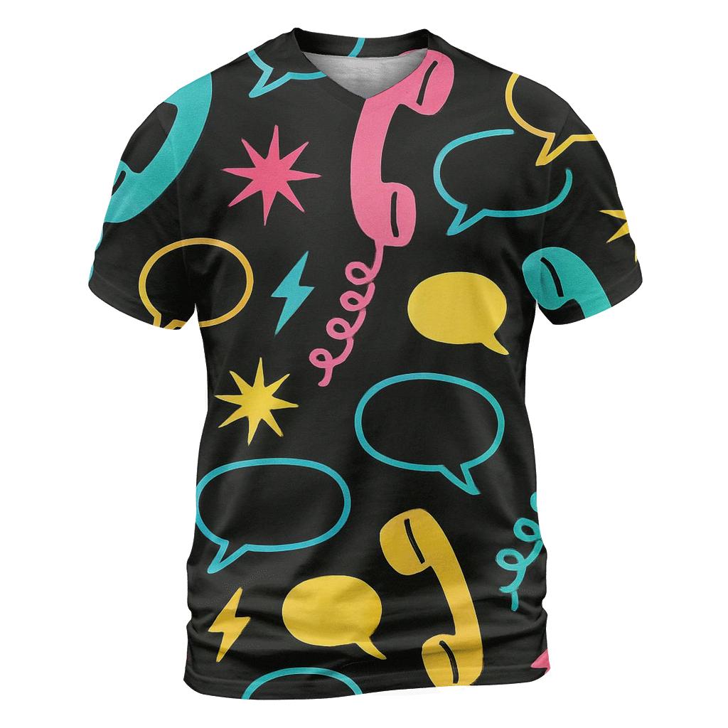 Neon Telephone Hotline Doodles vibrant all-over design tees