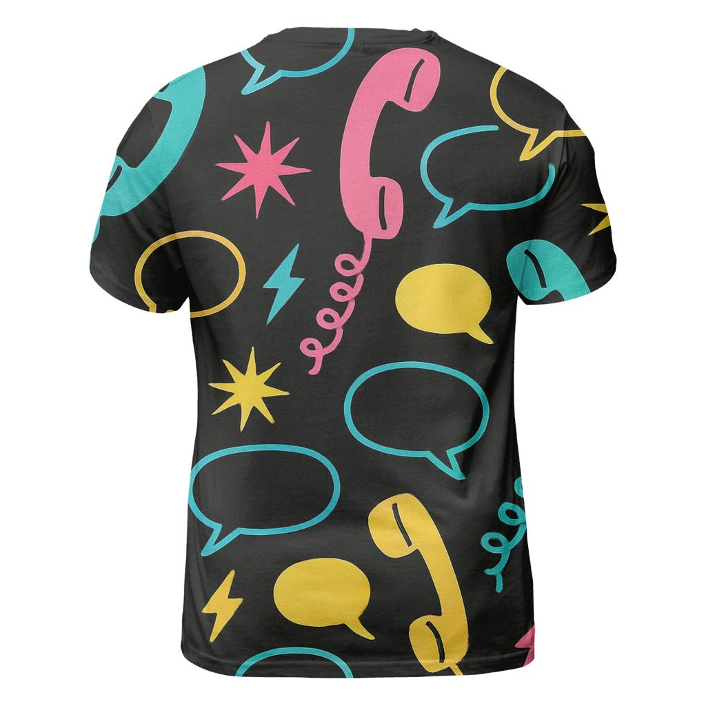 Neon Telephone Hotline Doodles vibrant all-over design tees