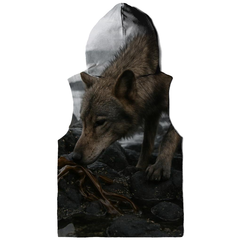 Coastal Wolf Kelp Foraging embroidered hoodies