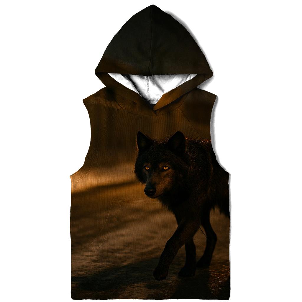 Urban Edge Wolf Under Sodium Streetlights embroidered hoodies