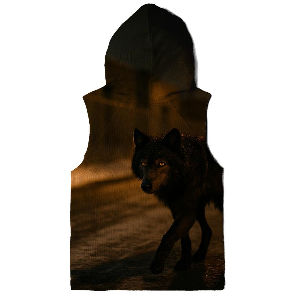 Urban Edge Wolf Under Sodium Streetlights embroidered hoodies
