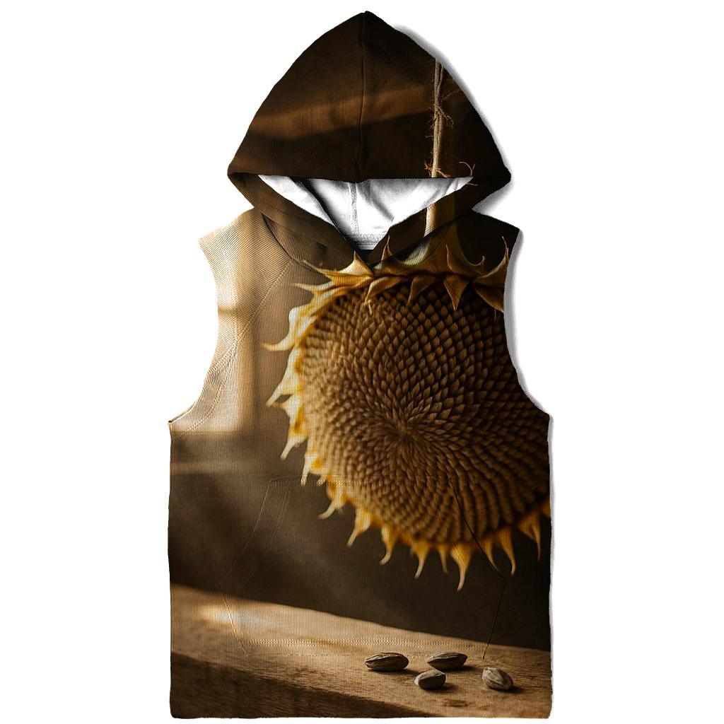 Sunflower Head Drying For Seeds On A Barn Rafter premium hoodies
