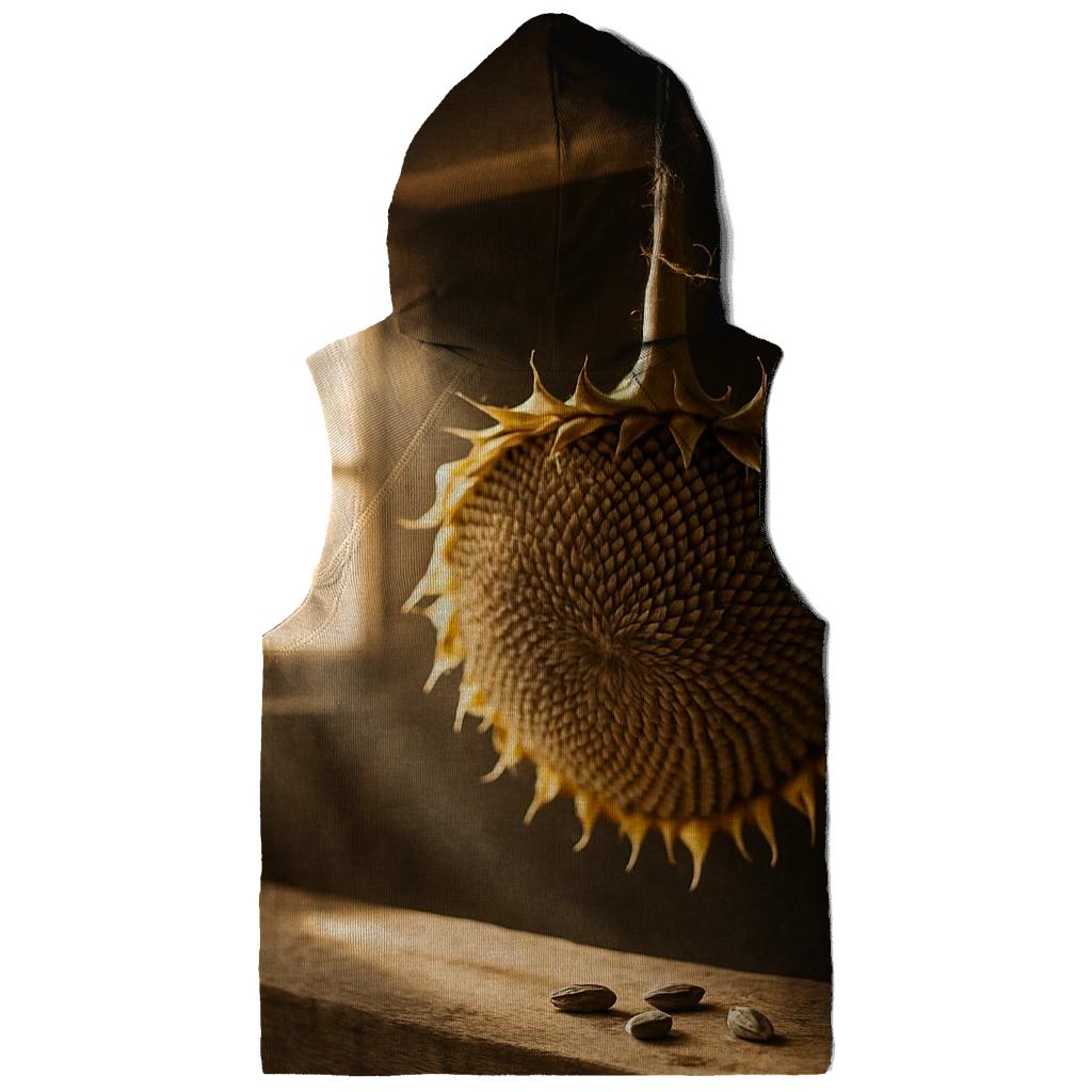 Sunflower Head Drying For Seeds On A Barn Rafter premium hoodies