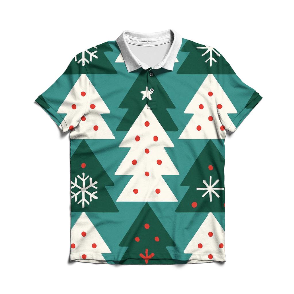 Snowy Tree Tessellation Parade classic pique polos
