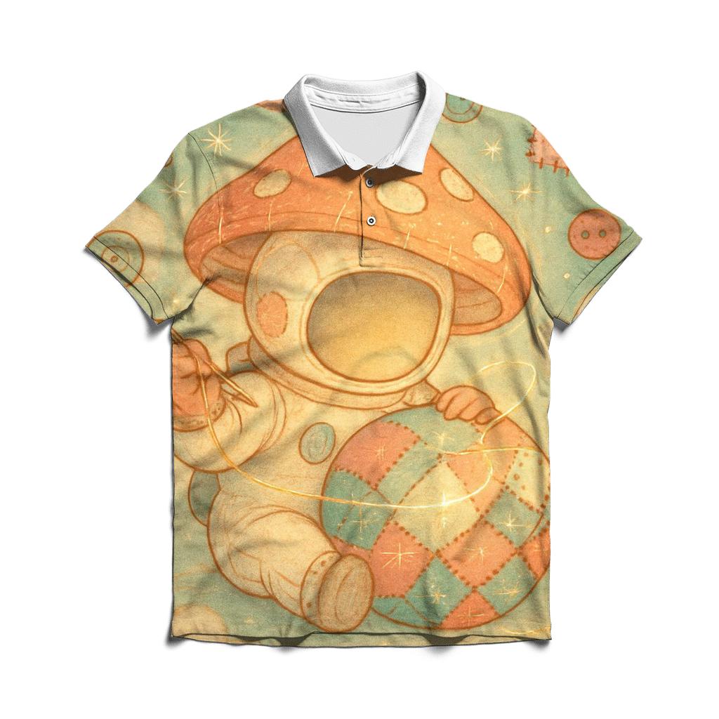 Mushroom Astronaut Quilt stylish collar polo tees