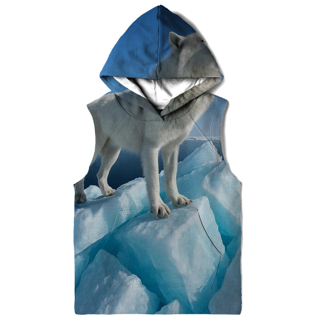 Arctic Wolf On Sea Ice Pressure Ridge lightweight hoodies
