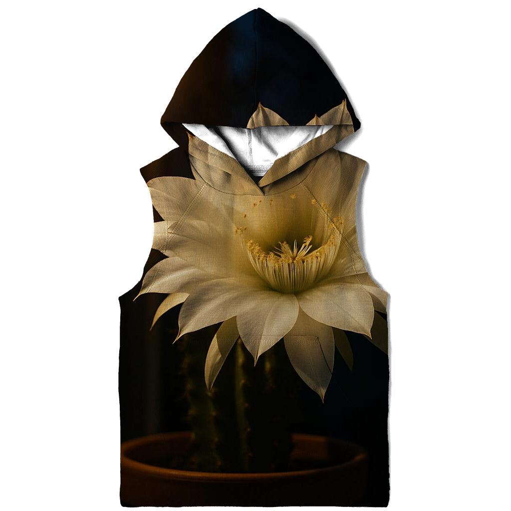 Cactus Flower Opening Under Night Porch Light premium hoodies