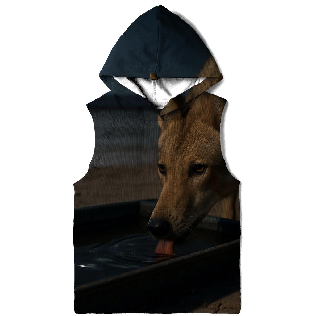 Desert Wolf At Salt Flat Night Waterhole heavyweight hoodies