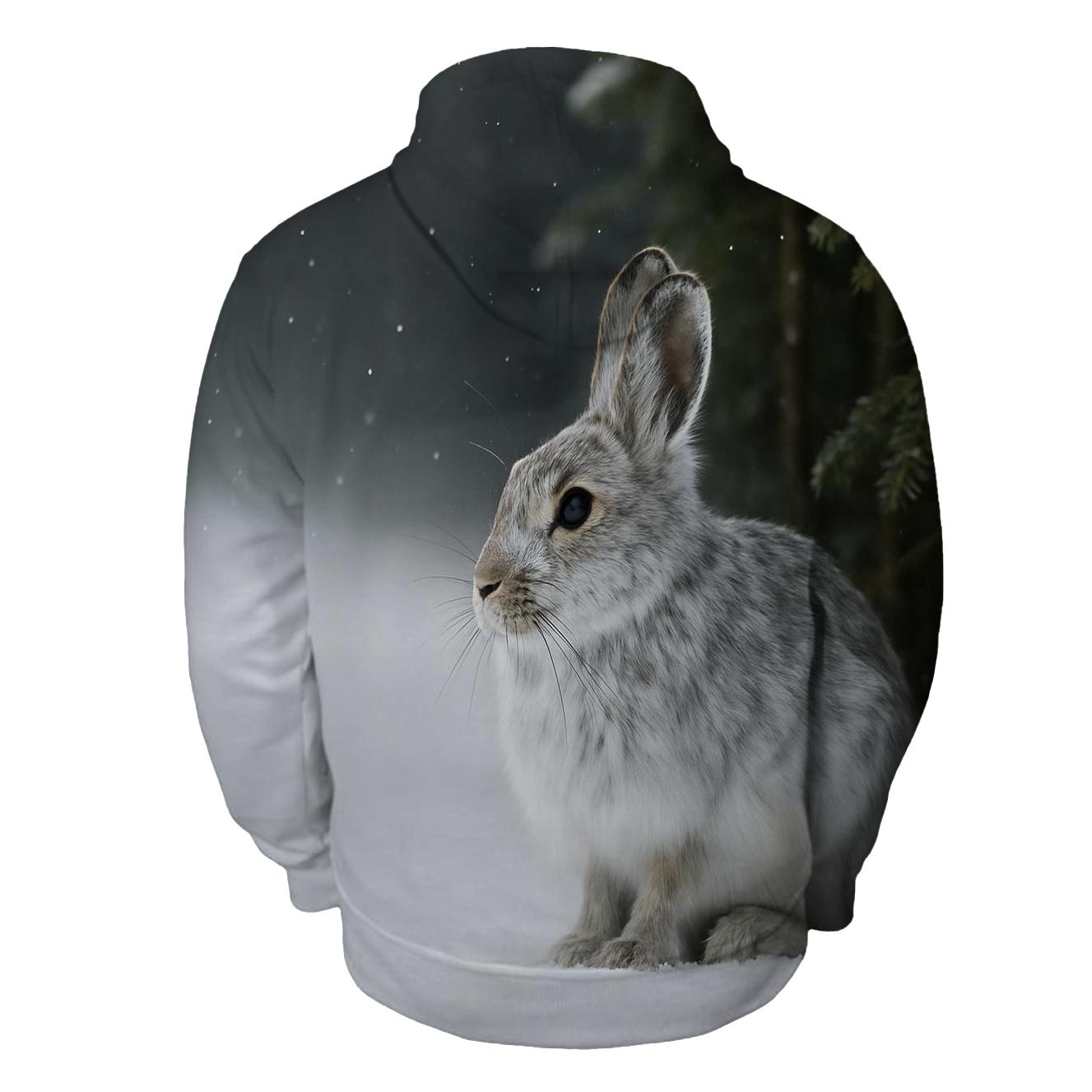 Frostwhisker Pause Snowshoe Hare zip-up hoodies