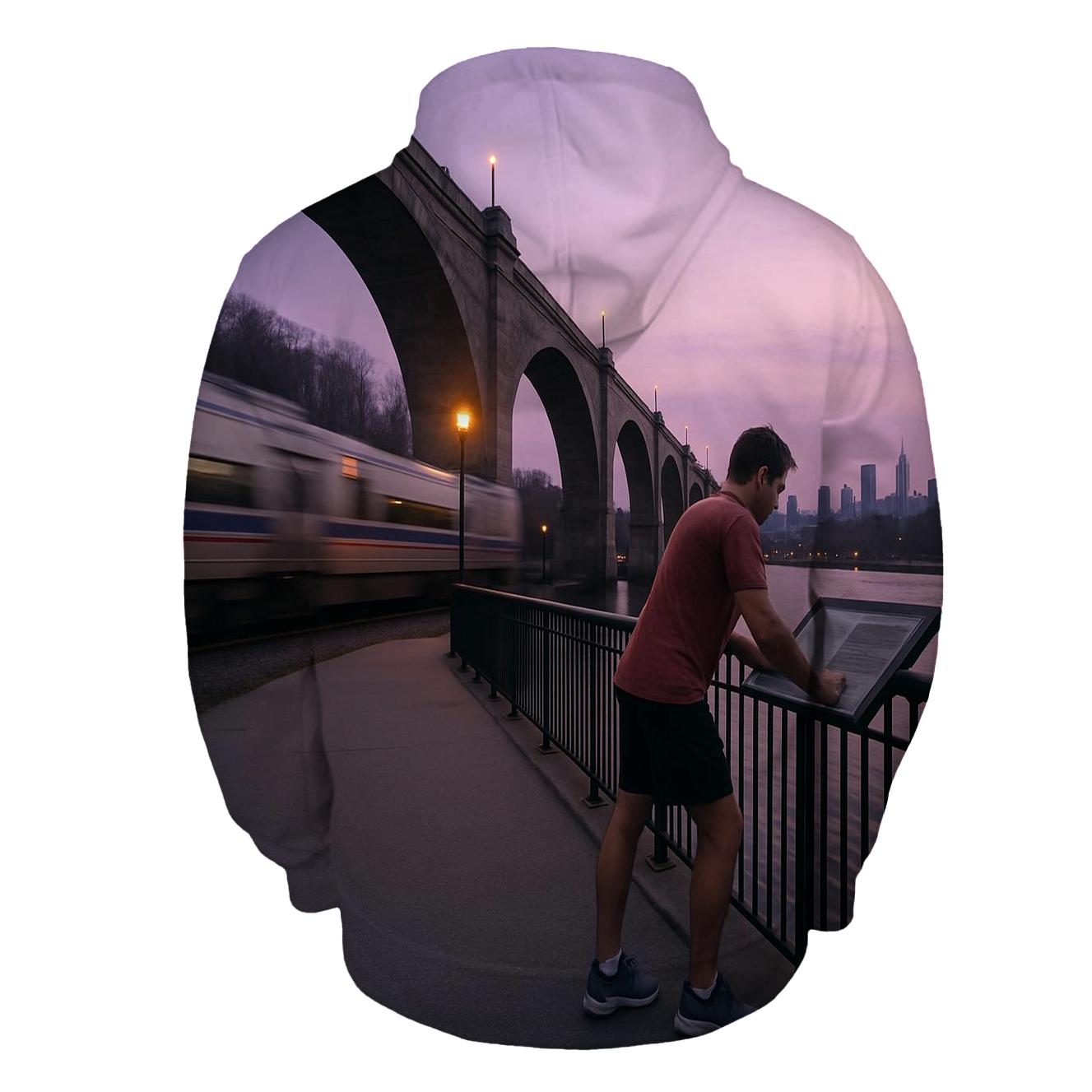 Harlem River Esplanade With Bronx Backdrop Glow embroidered hoodies