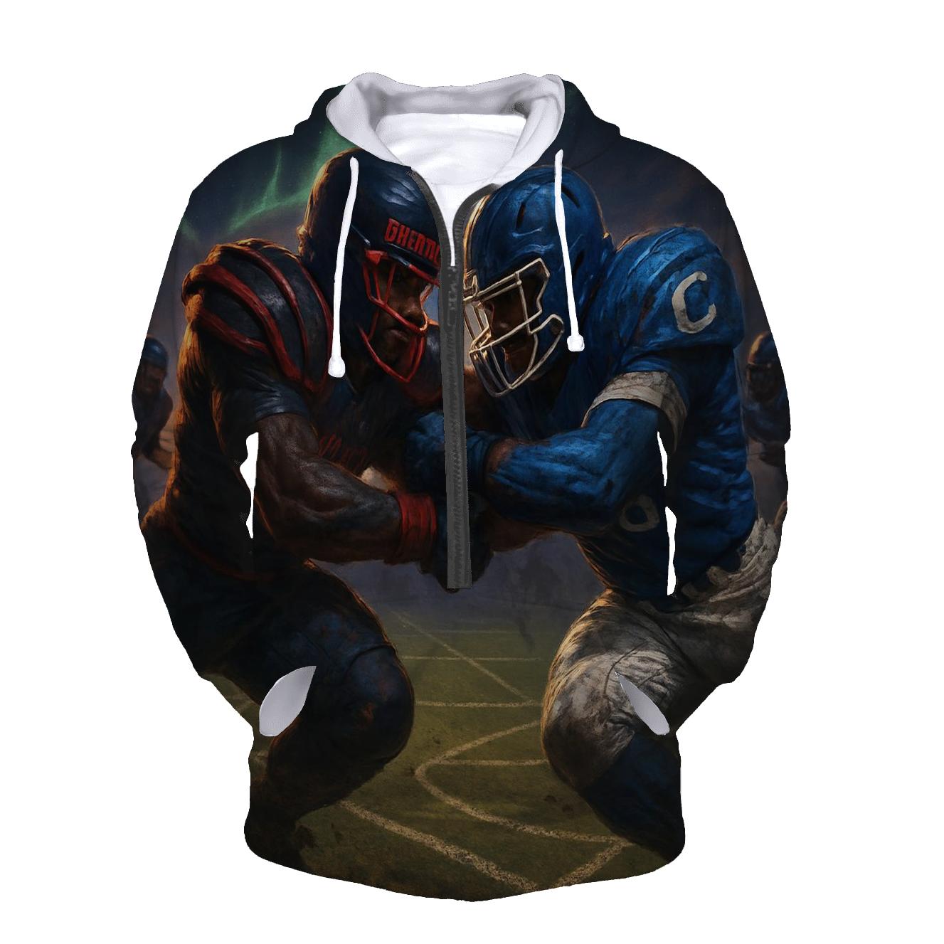 Midnight Scrimmage Under The Split Sky printed hoodies