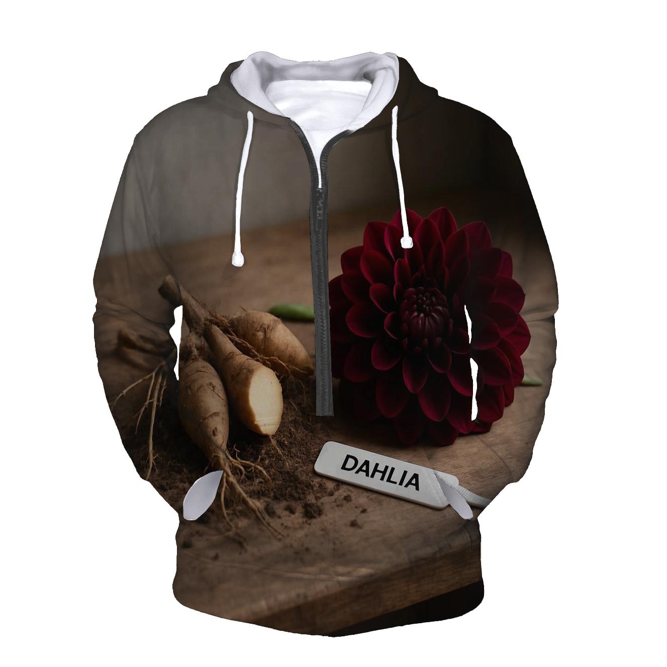 Dahlia Tuber Division On A Potting Bench zip-up hoodies