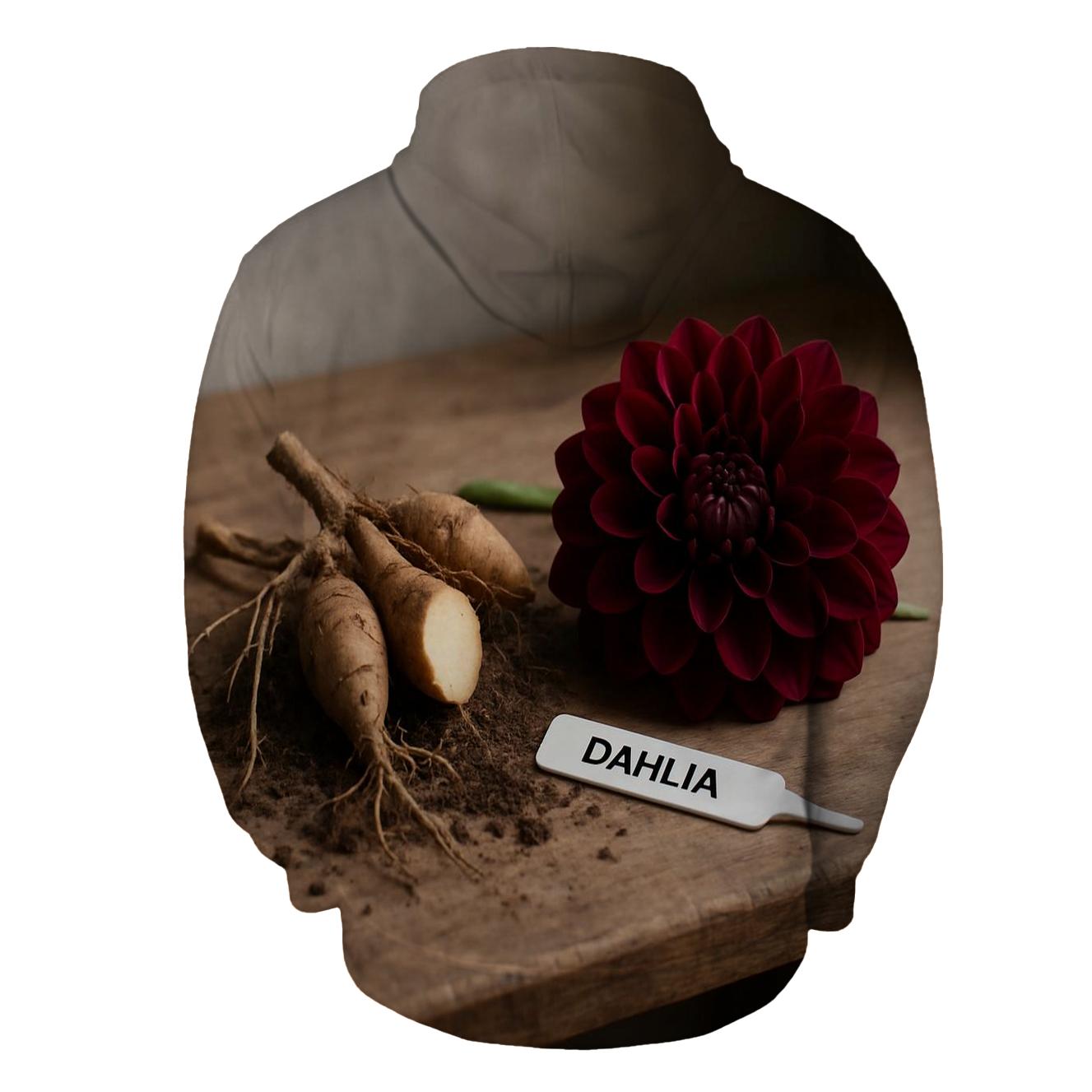 Dahlia Tuber Division On A Potting Bench zip-up hoodies
