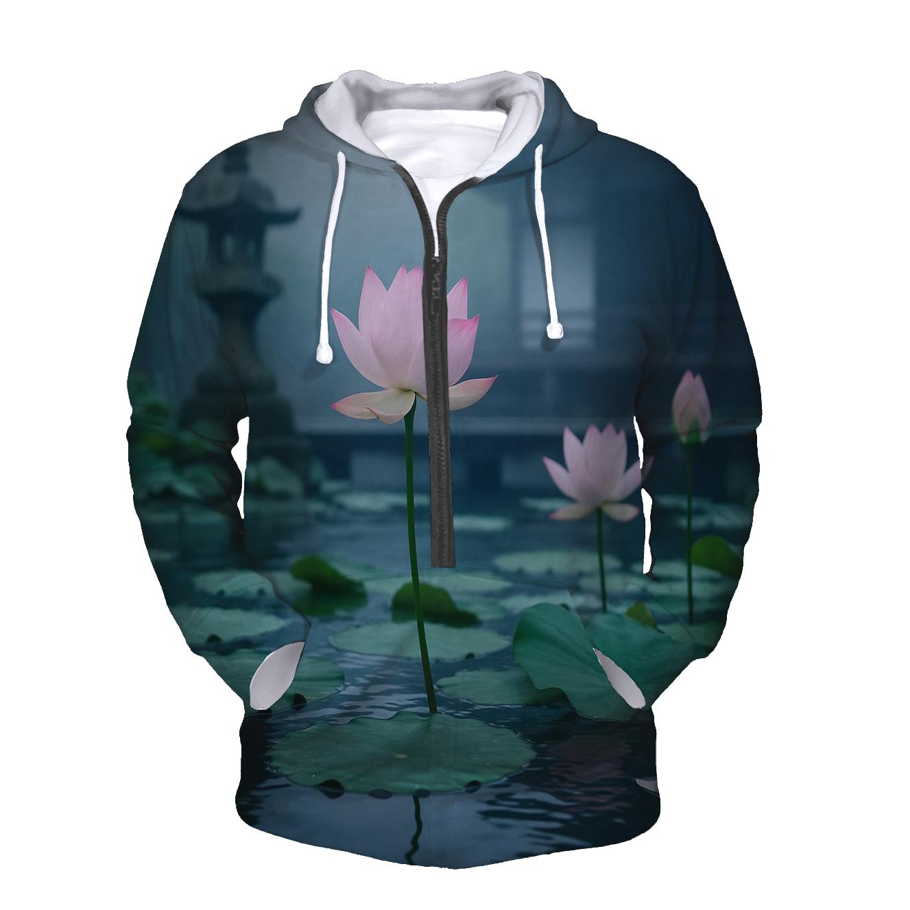 Lotus Flowers In A Temple Pond At Dawn hoodie designs