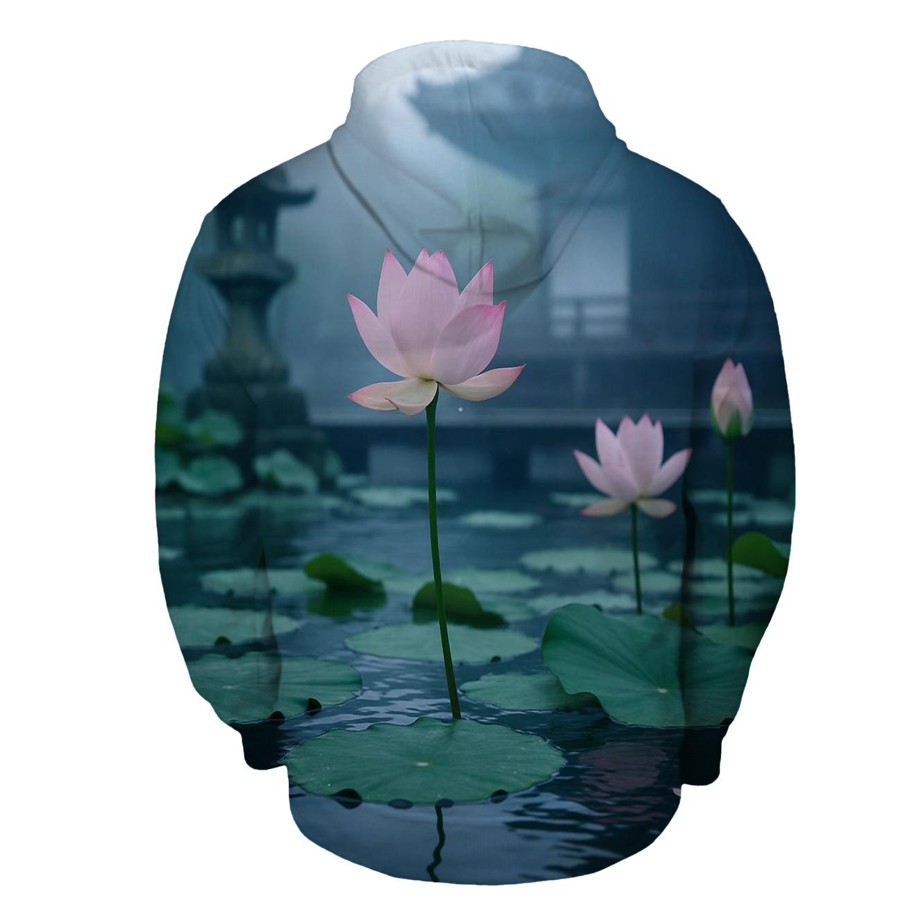 Lotus Flowers In A Temple Pond At Dawn hoodie designs