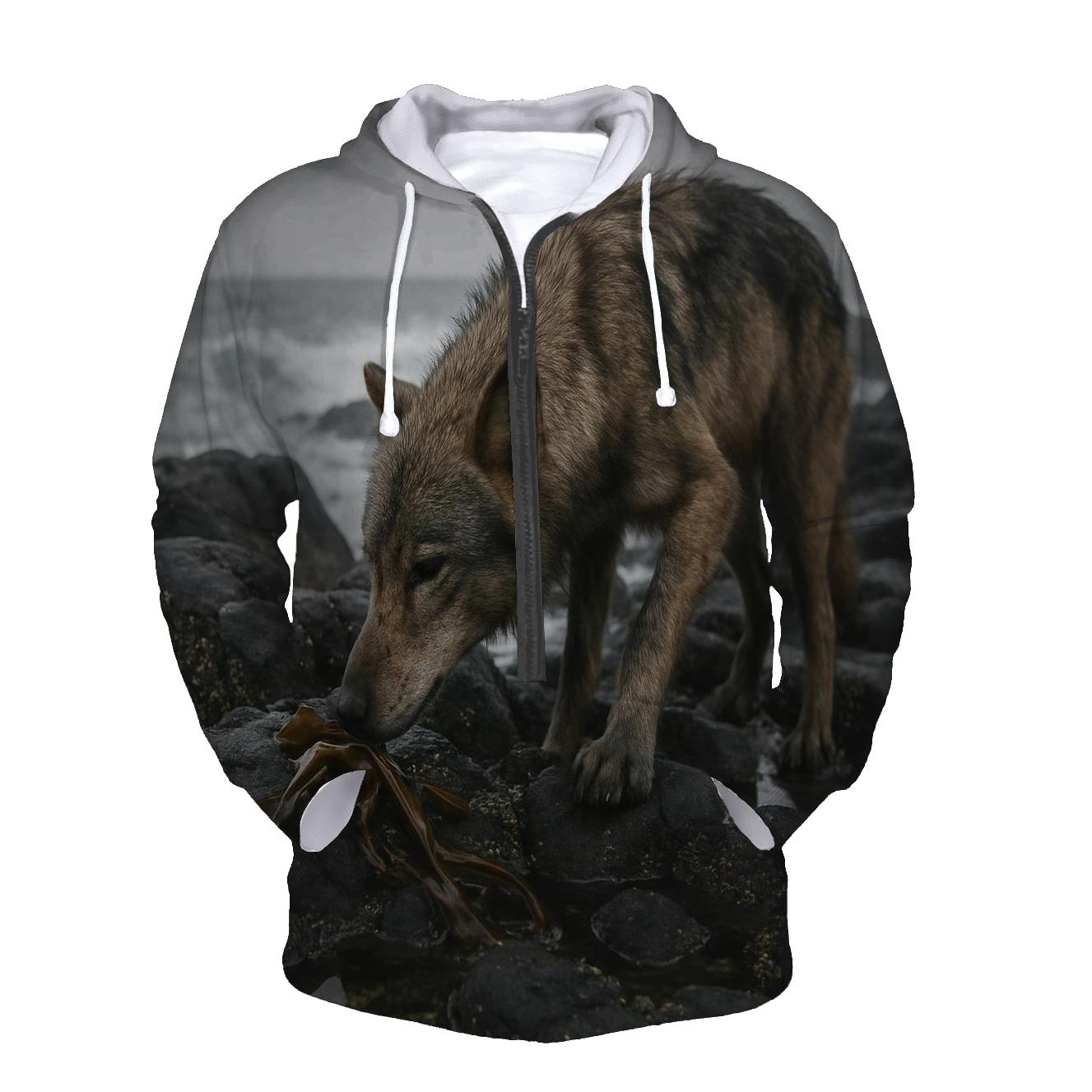Coastal Wolf Kelp Foraging hoodie styles