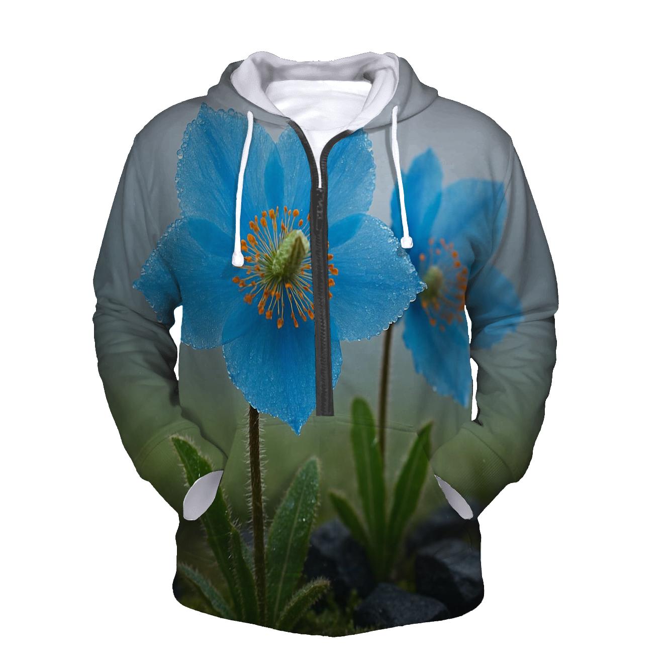 Blue Poppy In An Alpine Fog Bank printed hoodies