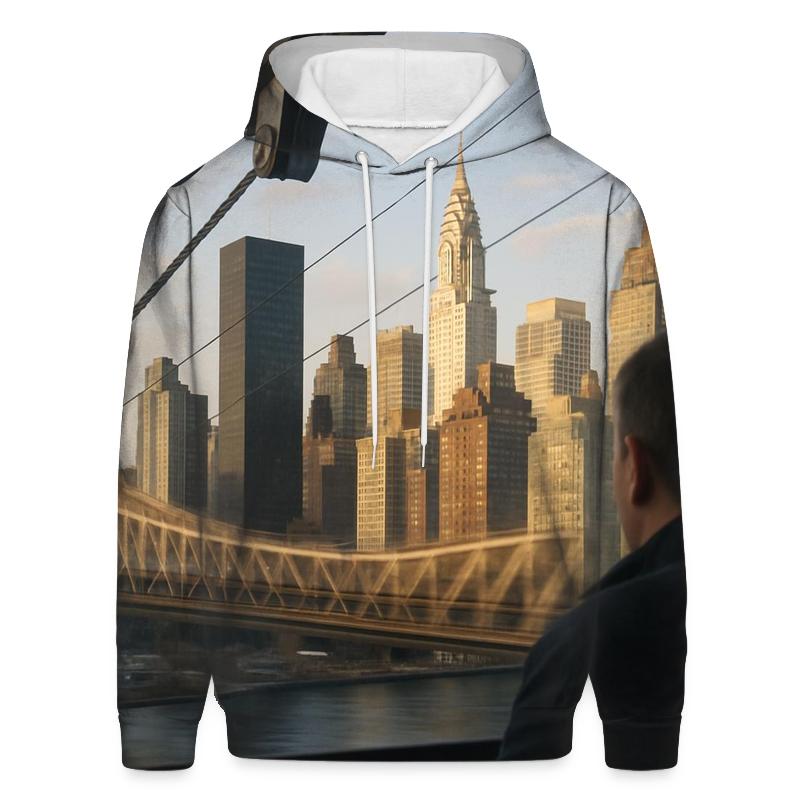 Roosevelt Island Tram Window Skyline Study hoodie designs