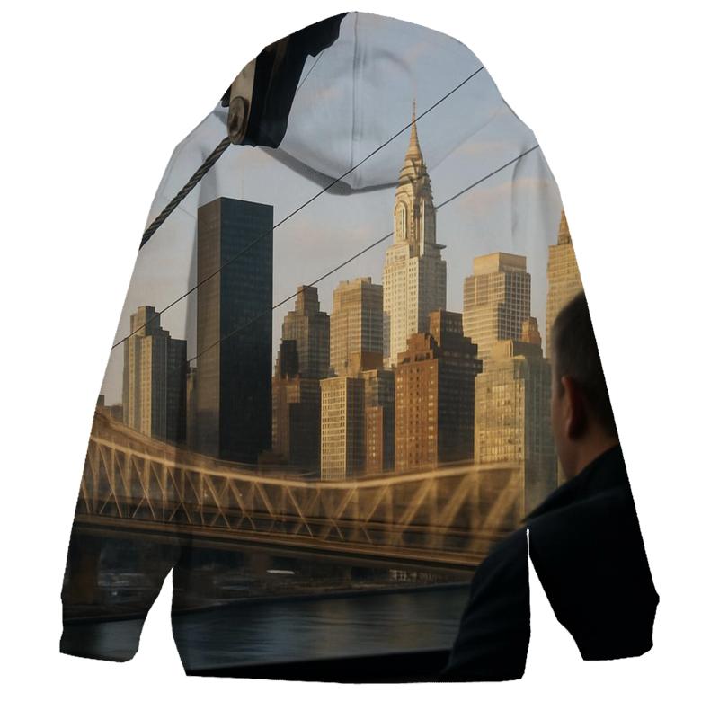 Roosevelt Island Tram Window Skyline Study hoodie designs
