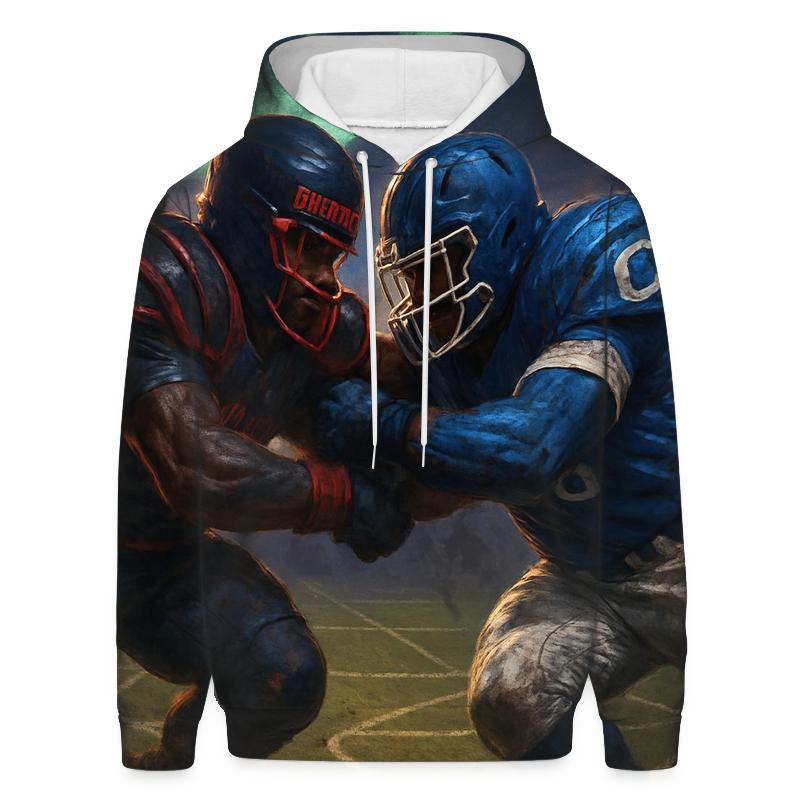 Midnight Scrimmage Under The Split Sky graphic hoodies