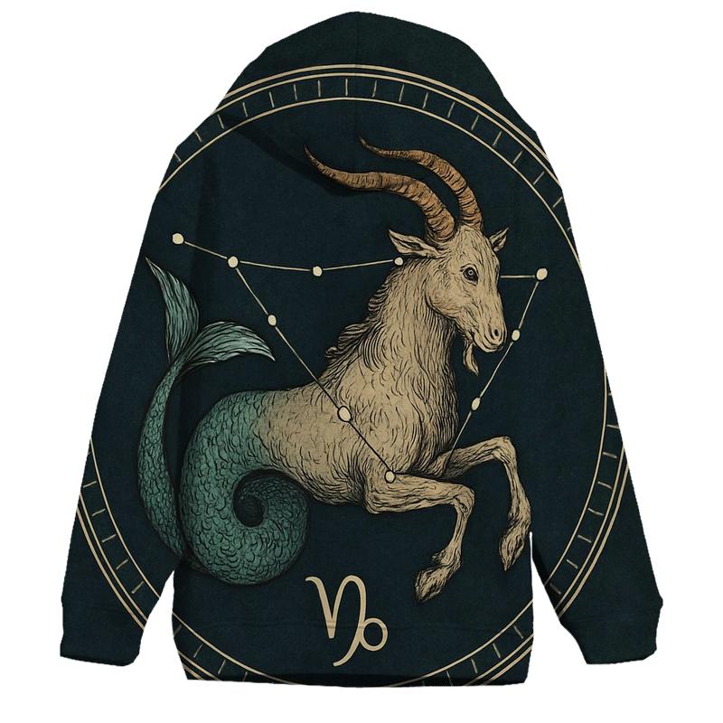 Capricorn Sea Goat Solstice Chart zip-up hoodies