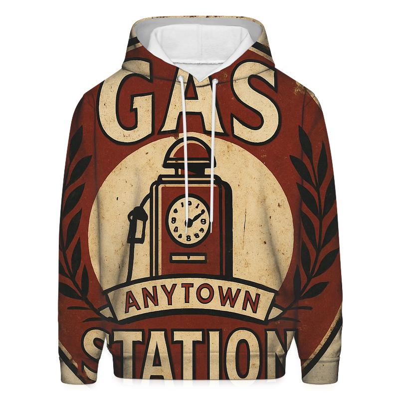 Weathered Gas Station Pump Emblem graphic hoodies