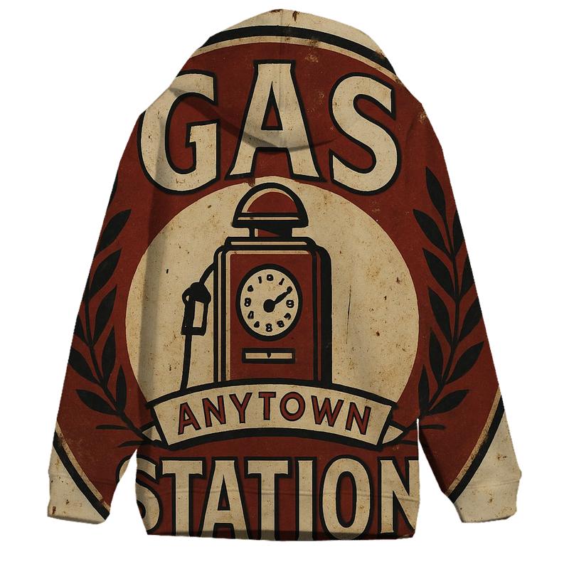 Weathered Gas Station Pump Emblem graphic hoodies