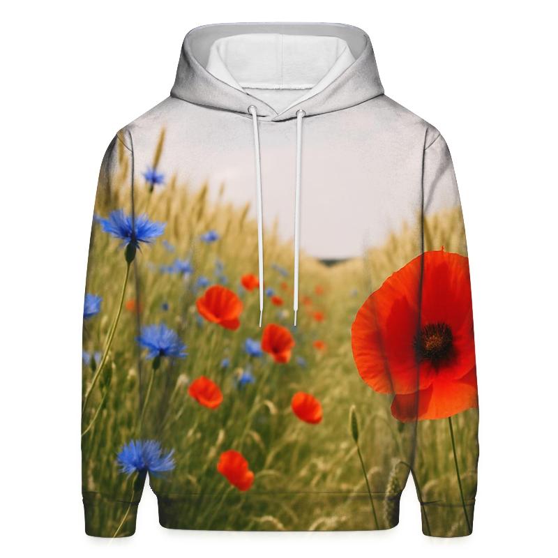 Wild Cornflower And Poppy Edge Of A Wheat Field hoodies fashion