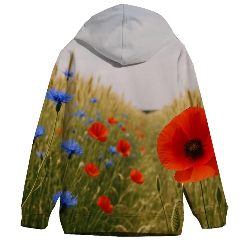 Wild Cornflower And Poppy Edge Of A Wheat Field hoodies fashion