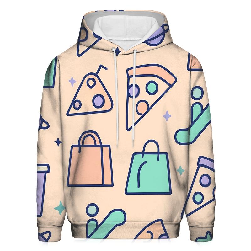 Space Mall Food Court Icons lightweight hoodies