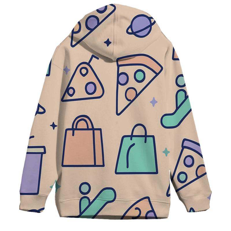 Space Mall Food Court Icons lightweight hoodies