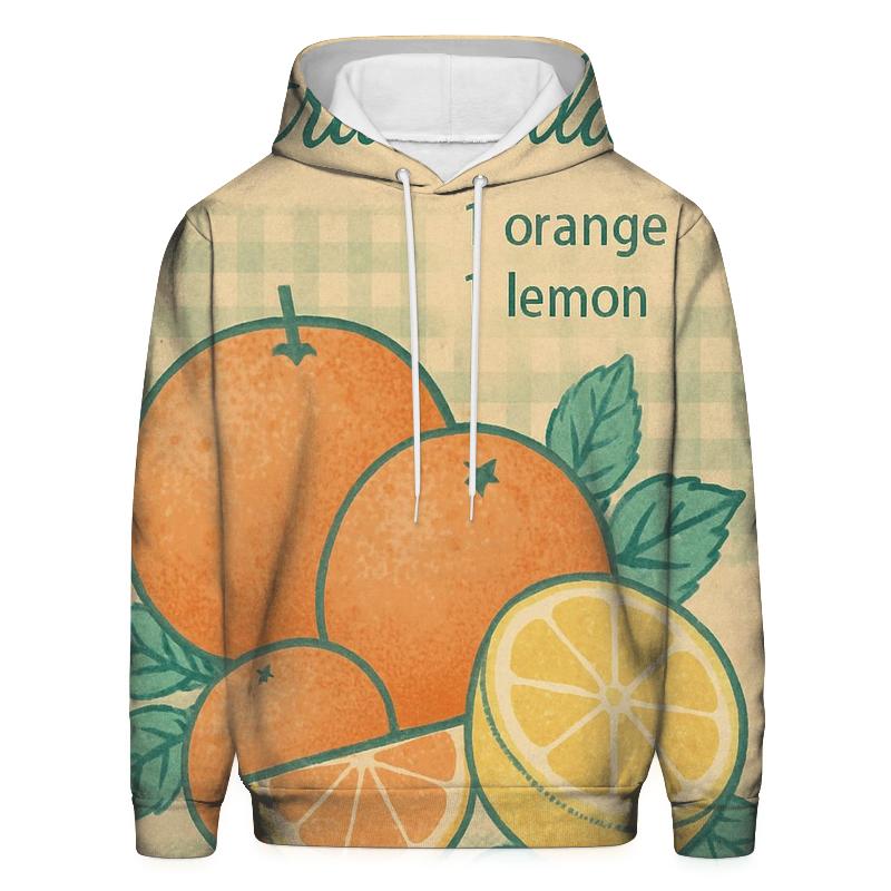 Retro Kitchen Recipe Card Citrus Print embroidered hoodies