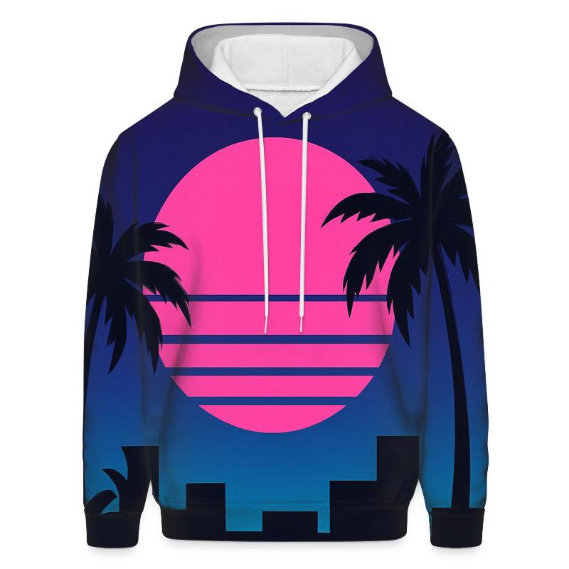 Miami Night Palm Silhouette Blocks custom hoodies