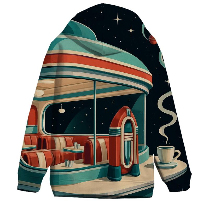 Retro Futurist Orbit Diner embroidered hoodies
