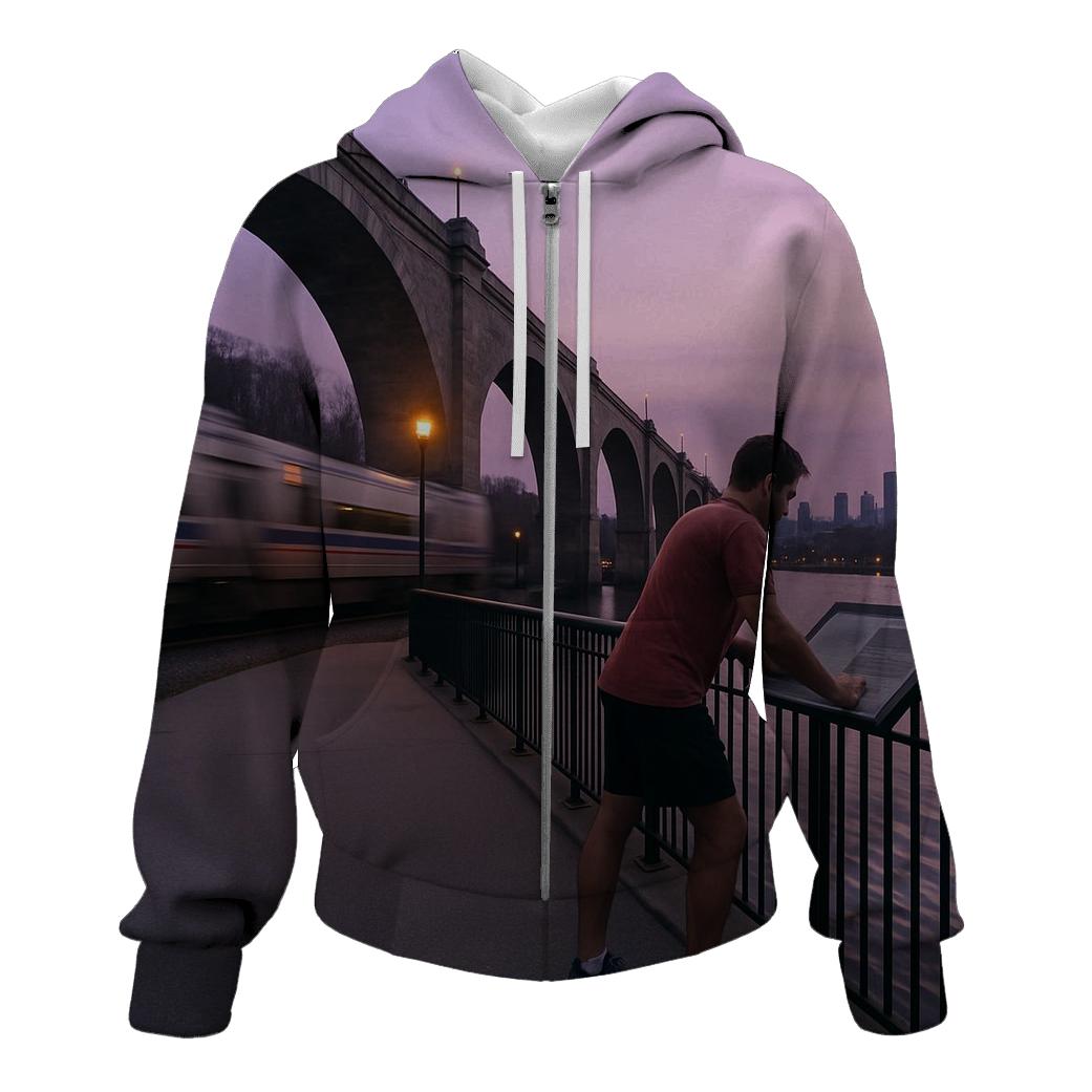 Harlem River Esplanade With Bronx Backdrop Glow printed hoodies
