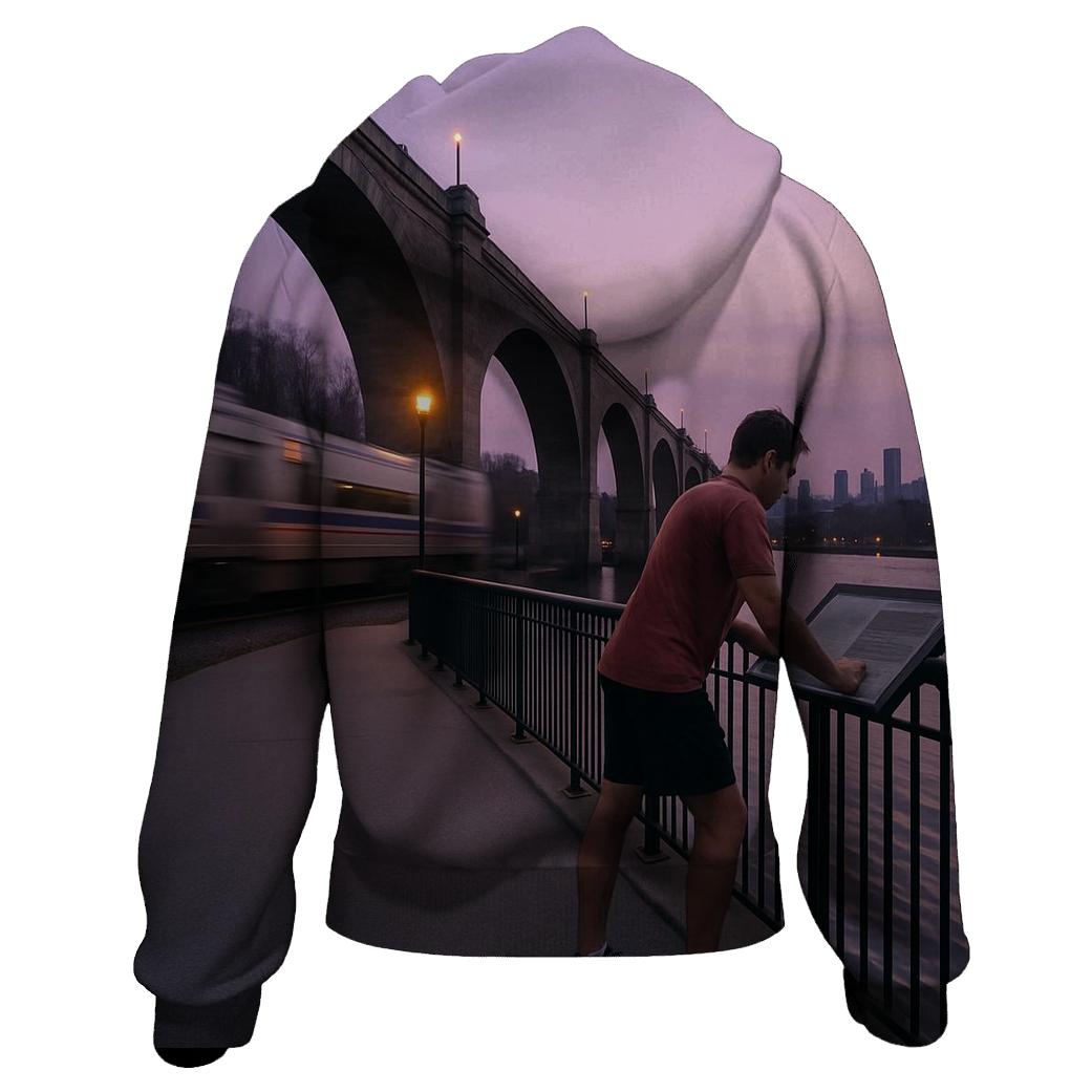 Harlem River Esplanade With Bronx Backdrop Glow printed hoodies