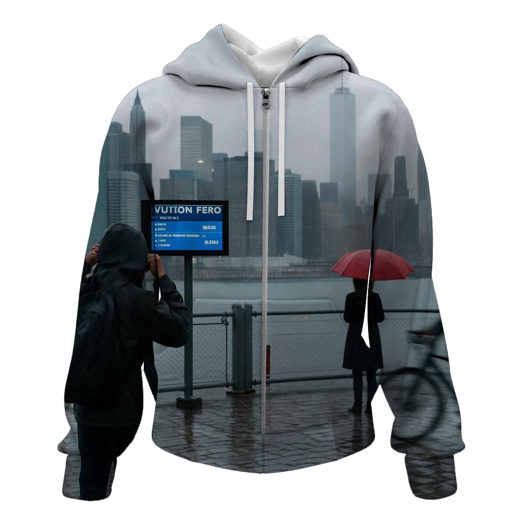 Fulton Ferry Landing Rain Shine Over Lower Manhattan custom hoodies
