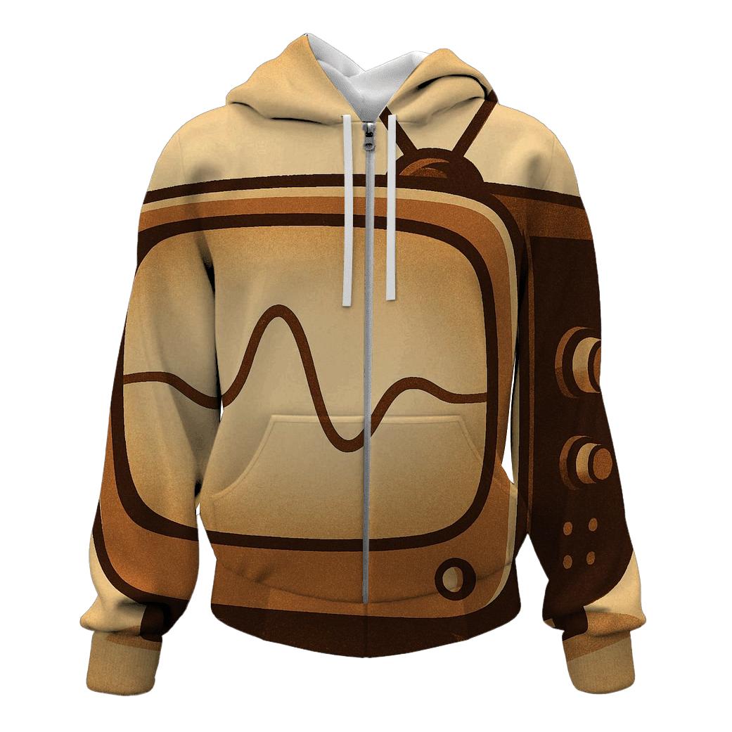Retro TV Soundwave Window zip-up hoodies