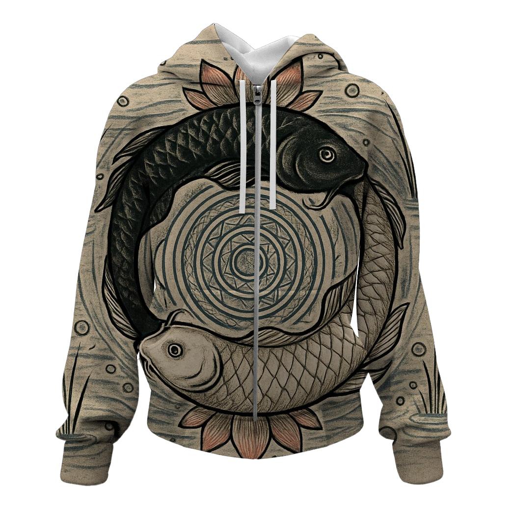 Koi Pond Ouroboros Mirror lightweight hoodies