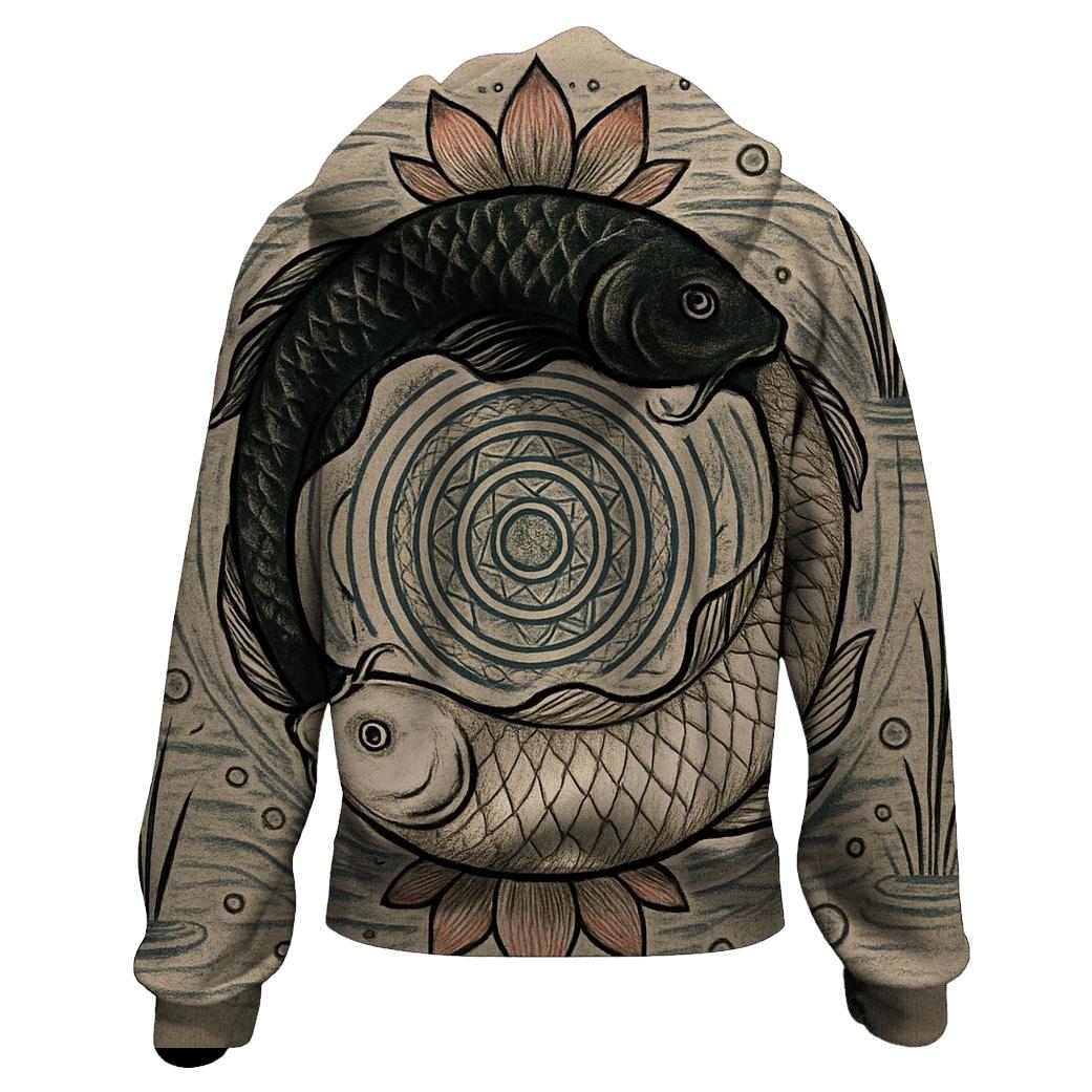 Koi Pond Ouroboros Mirror lightweight hoodies