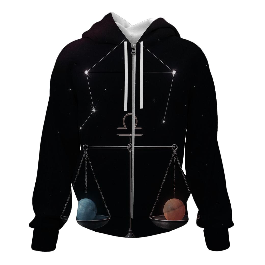 Libra Equinox Balance Star Scales embroidered hoodies