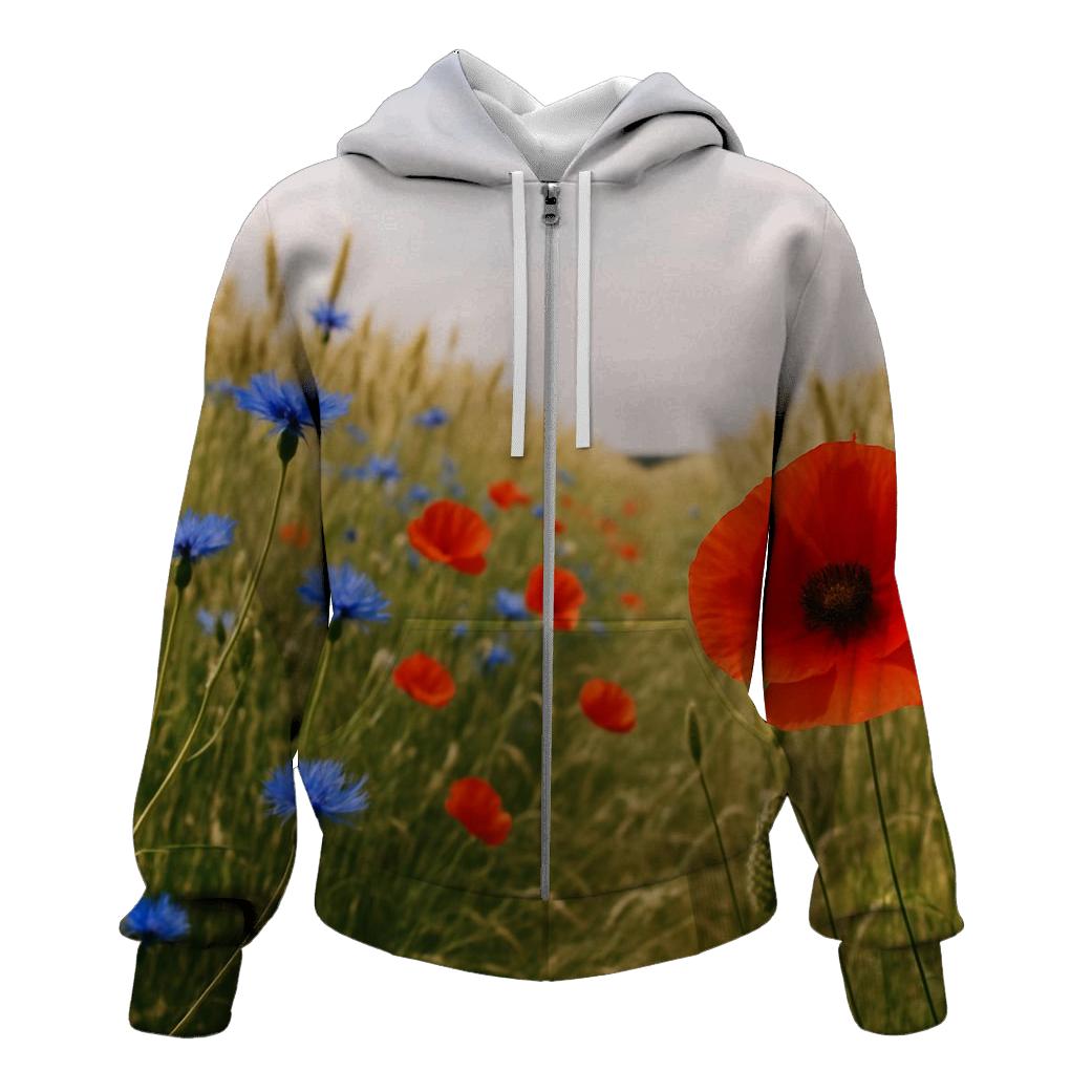 Wild Cornflower And Poppy Edge Of A Wheat Field pullover hoodies