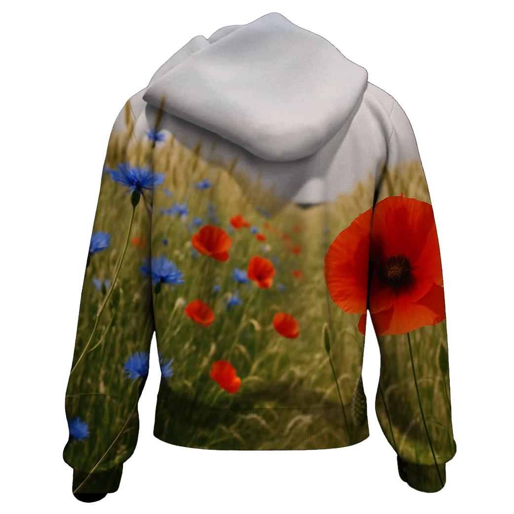 Wild Cornflower And Poppy Edge Of A Wheat Field pullover hoodies