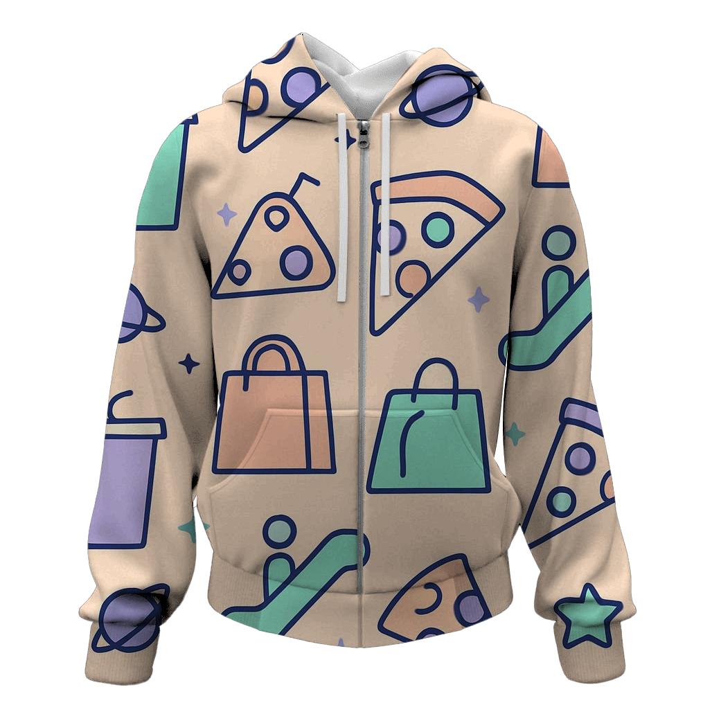 Space Mall Food Court Icons heavyweight hoodies