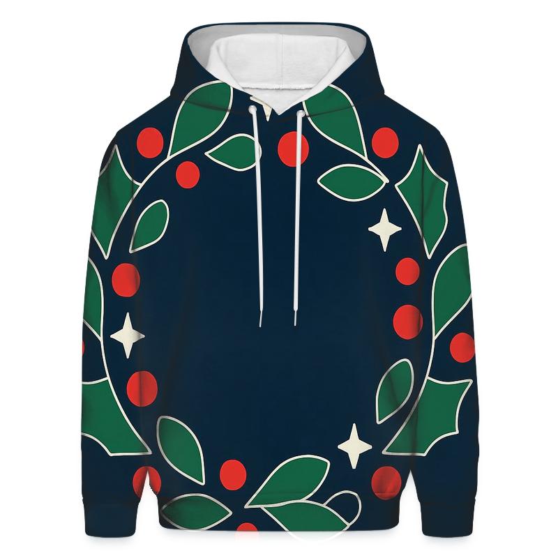 Starlit Holly Orbit Wreath pullover hoodies