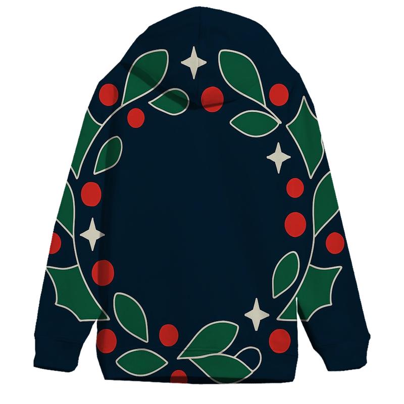 Starlit Holly Orbit Wreath pullover hoodies