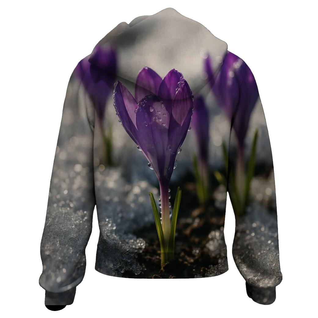 Crocus Emerging Through Melting Snow designer hoodies