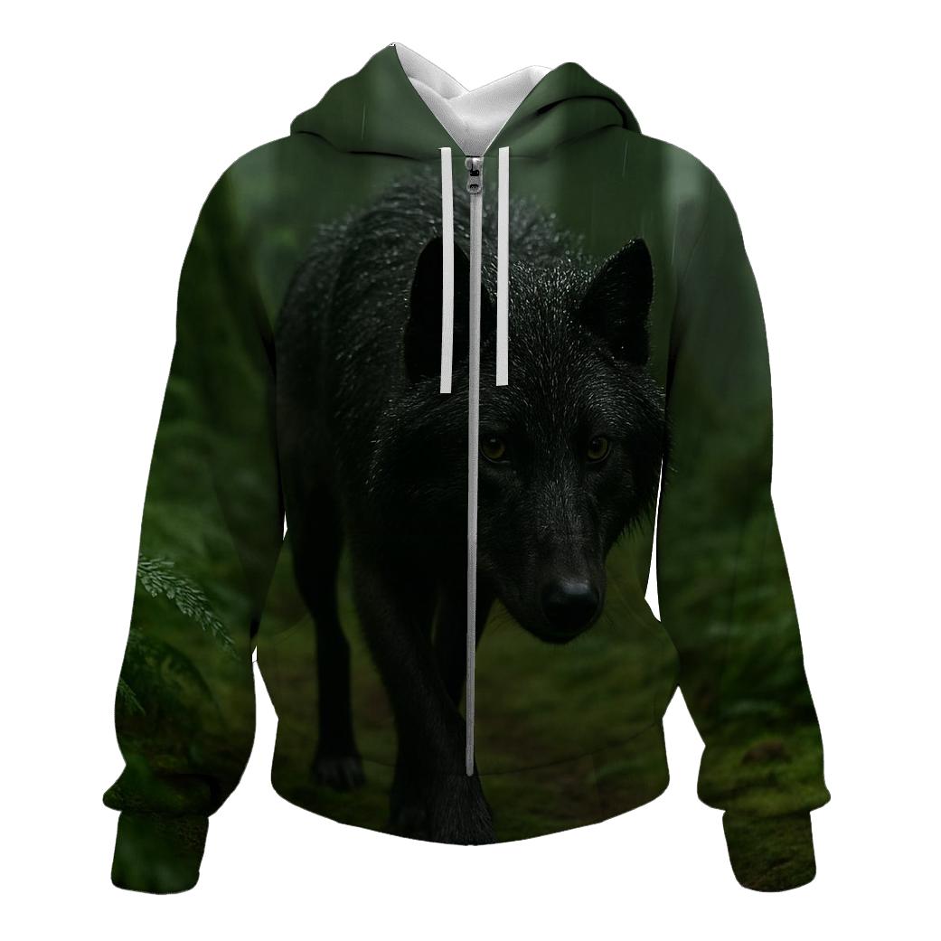 Forest Wolf Beneath Old Growth Rain premium hoodies