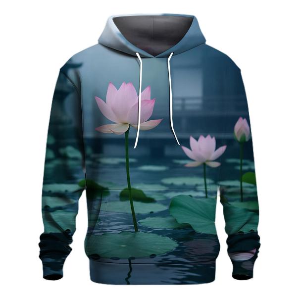 Lotus Flowers In A Temple Pond At Dawn designer hoodies